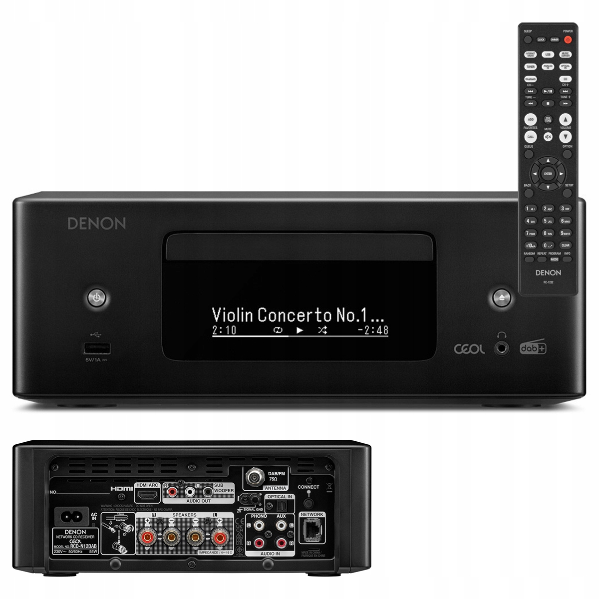 Denon RCD-N12 Dab Sieciowy Amplituner Stereo z CD Wi-Fi Heos Hdmi Dab/fm