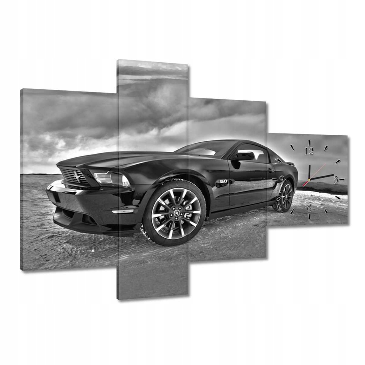 Hodiny 100x70 Ford Mustang na sněhu Auto Klasika vyrobeno v Usa
