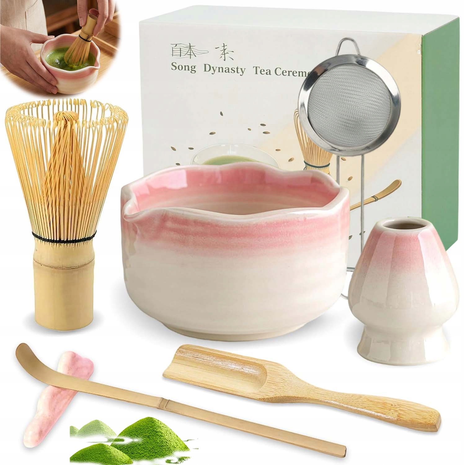 Zestaw Prezentowy Do Herbaty Matcha Zestaw Mioteł Matcha Z Trzepaczką 7EL