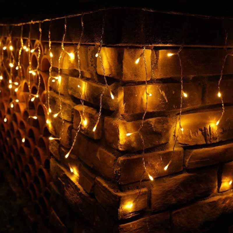 MOCNE SOPLE ZEWNĘTRZNE LAMPKI NA DOM KURTYNA ŚWIETLNA GIRLANDA 200LED BIAŁY Liczba lampek 101 - 200