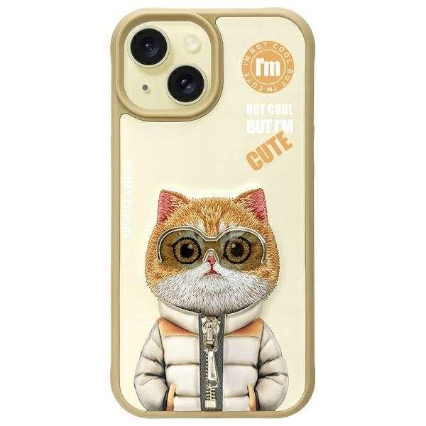 Nimmy pouzdro pro iPhone 15 6.1" khaki Cool&Cute 2.0 Cat
