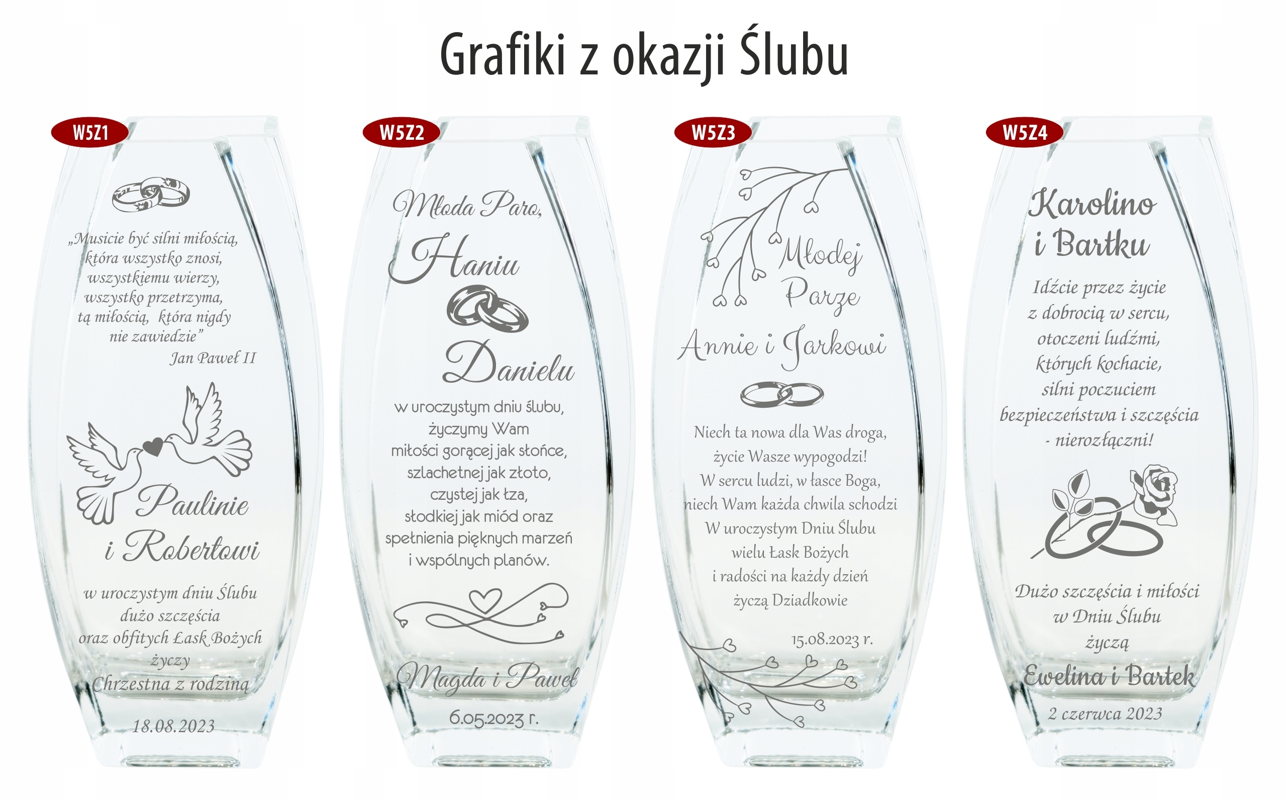 Wazon z GRAWEREM 32cm URODZINY JUBILEUSZ ROCZNICA imieniny ŚLUB Marka inny