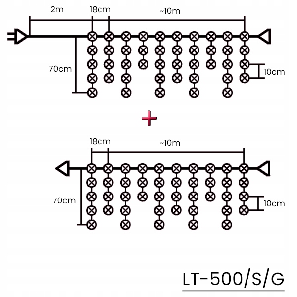 SOPLE ZEWNĘTRZNE 20m 500 LED GĘSTE LAMPKI ŚWIĄTECZNE | KOLOROWE + FLASH Zasilanie sieciowe
