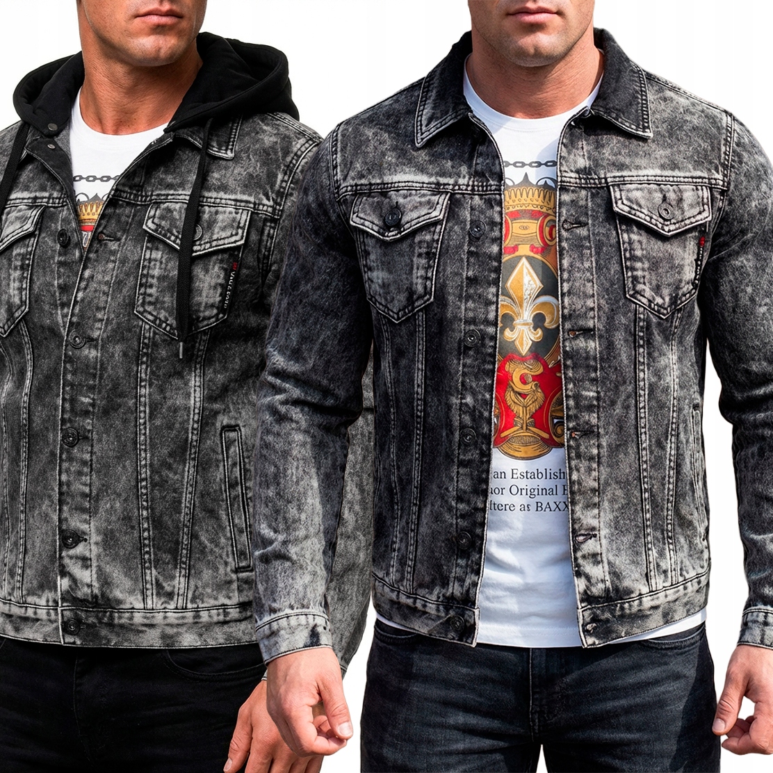 Pánská džínová bunda Katana Přetíratelná Jeans Klasika s odnímatelnou kapucí