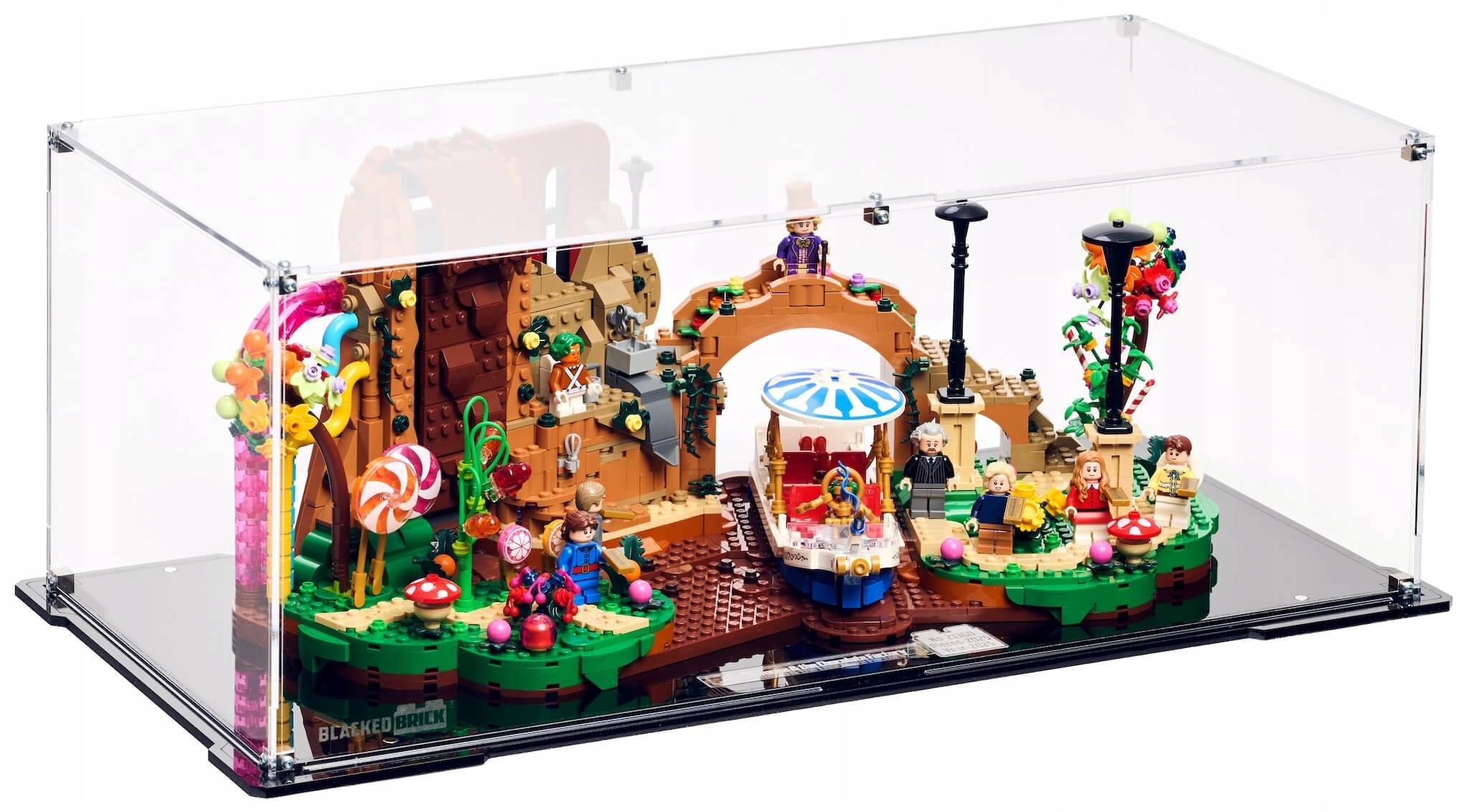 Vitrína Blacked Brick pre Lego 21360 Ideas Willy Wonka a továreň na čokoládu
