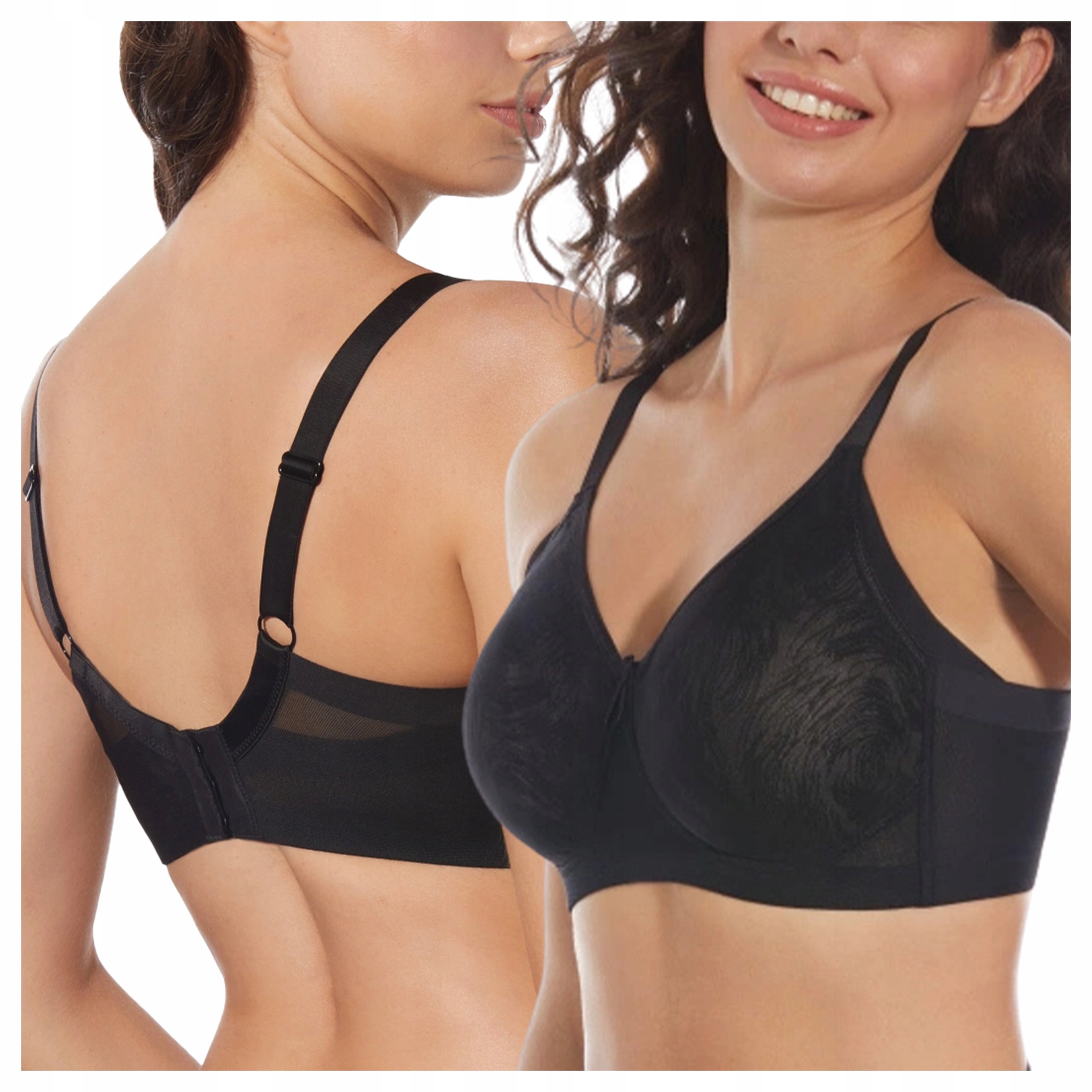 Měkká modelovací podprsenka hladká bez kostic pohodlná Premium černá 85C