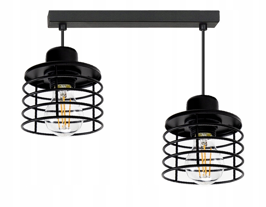 Černá Závěsná Stropní Lampa S Drátěným Led Stínidlem