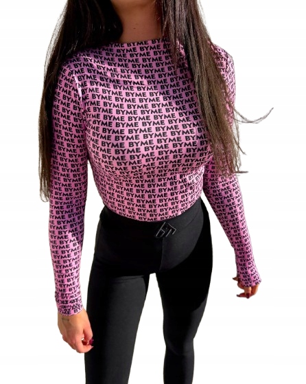 Dámská přiléhavá halenka By Me Skin Xs s písmenky – růžovo-černá