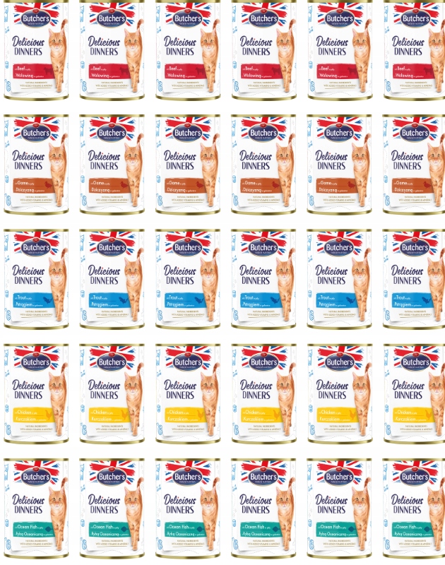 Mokré krmivo pro kočky Butcher's Delicious Dinners, mix chutí, 30 x 400 g