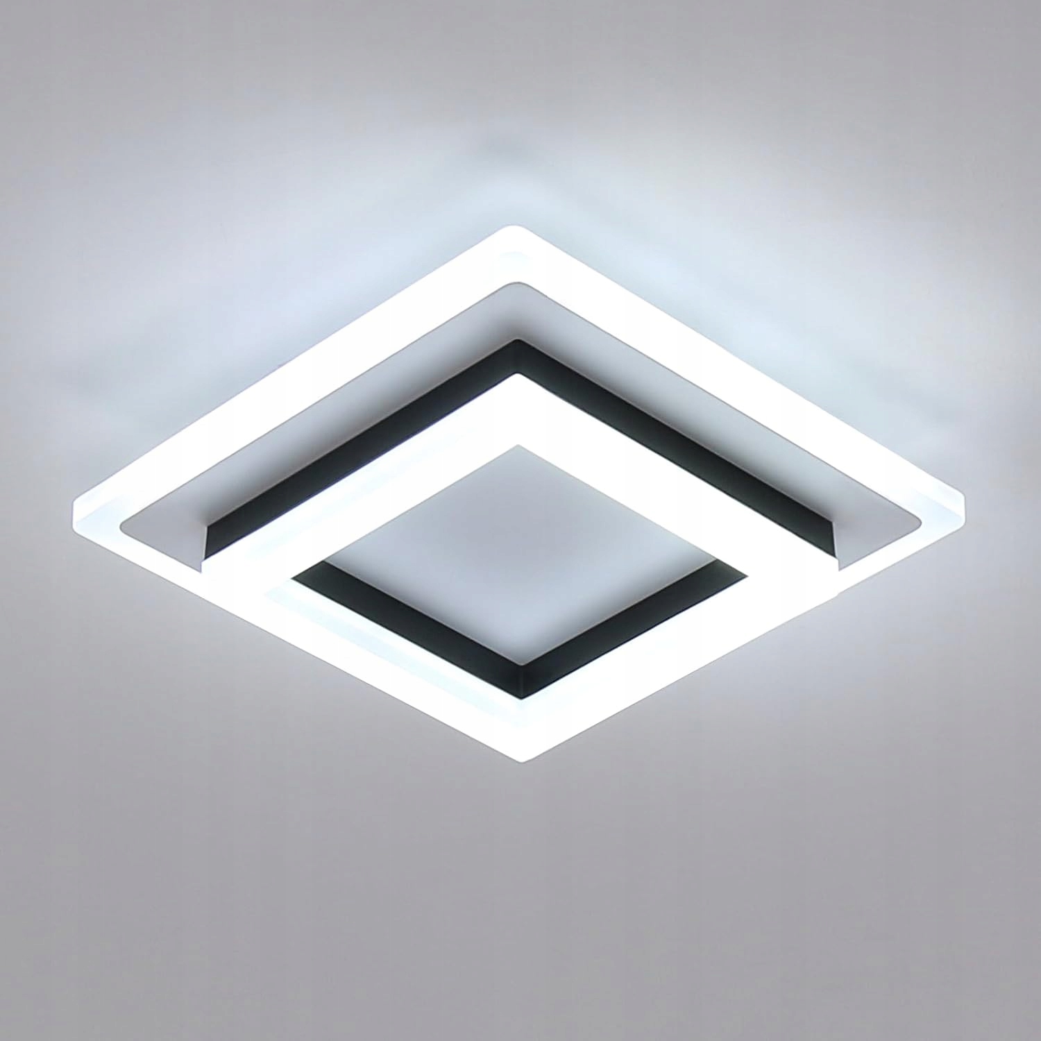 Lampa Sufitowa Led Plafon Czarna Kwadrat Nowoczesny 24W 6500K