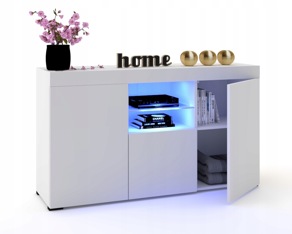 Velká bílá komoda s policí Frida 135 Led