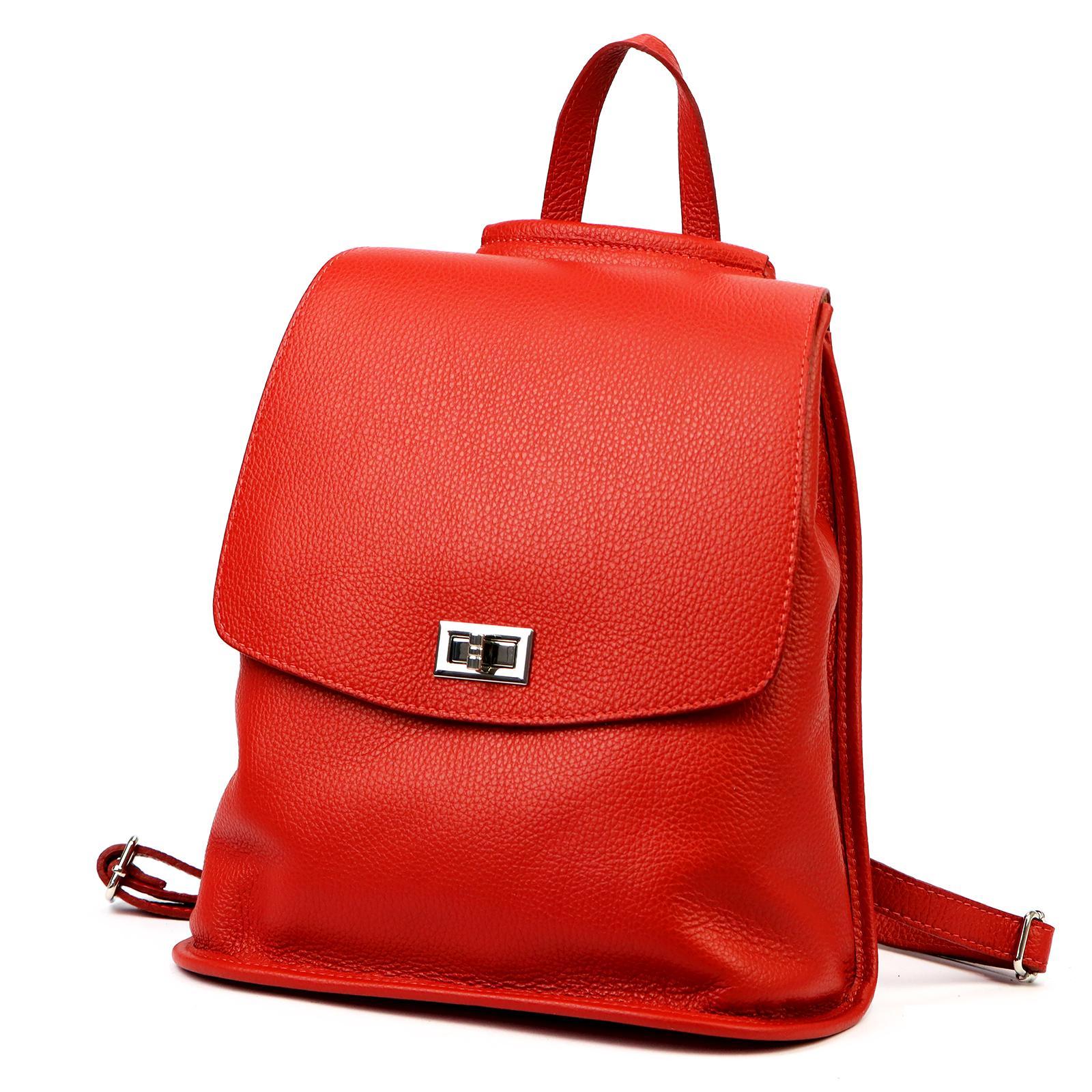 Luka Plecak skórzany miejski damski Dollaro A4 czerwony