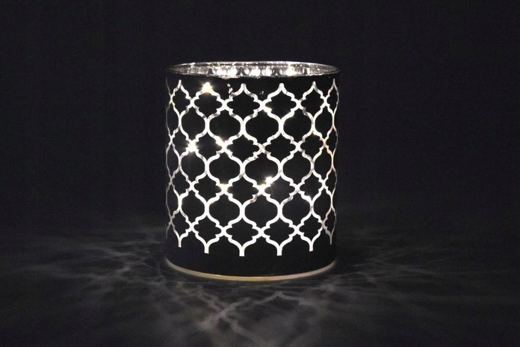 Sada dekoračních luceren, bílé sklo microLED, bez plamene