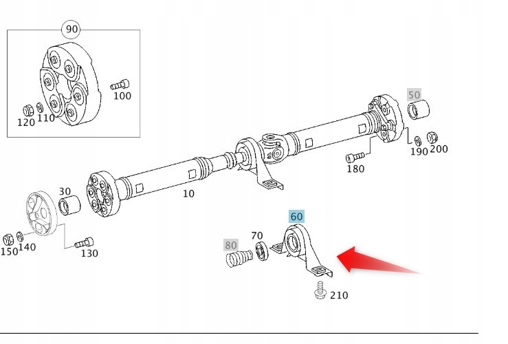 Podpěra Hřídele W211 Mercedes Oe A2114100281
