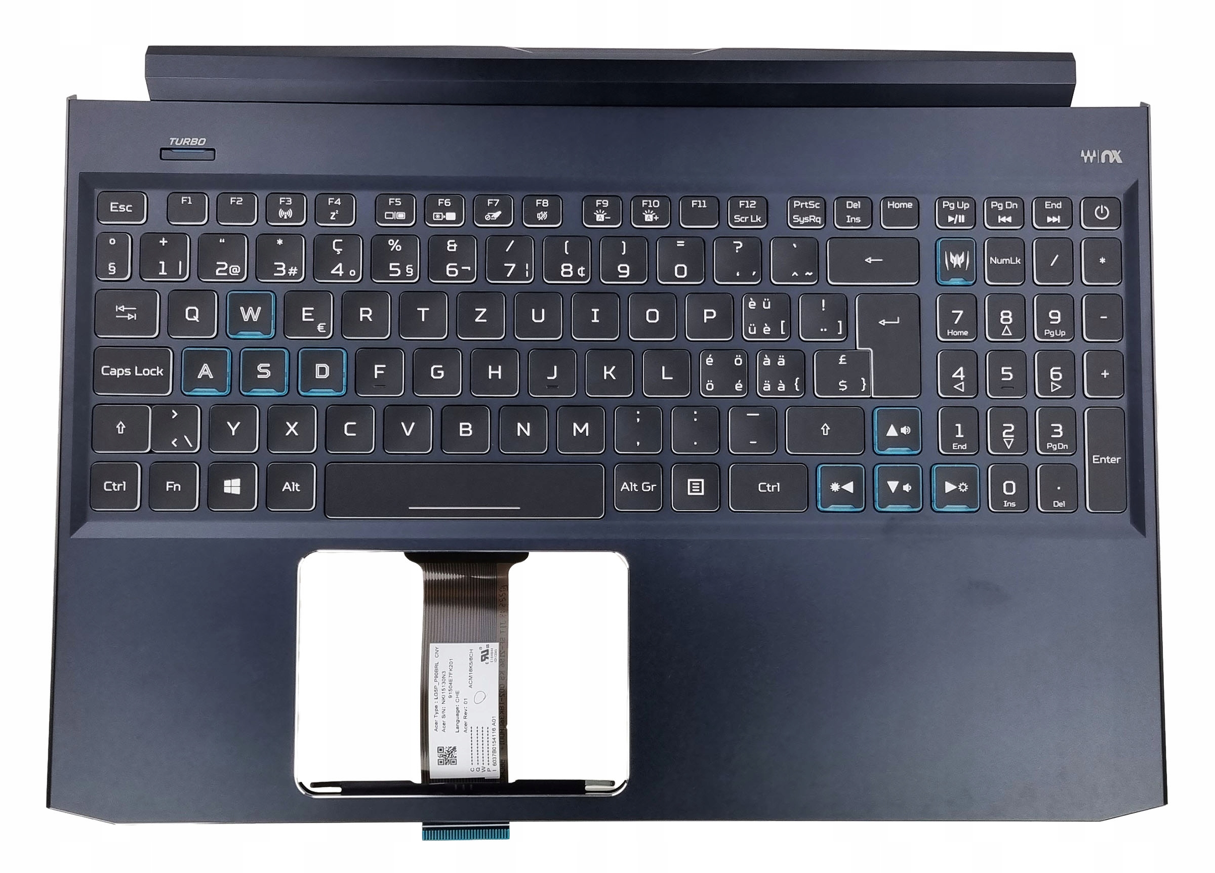 Nová Krytka Klávesnice Acer Helios 300 PH315-52 Švajčiarska Qwertz