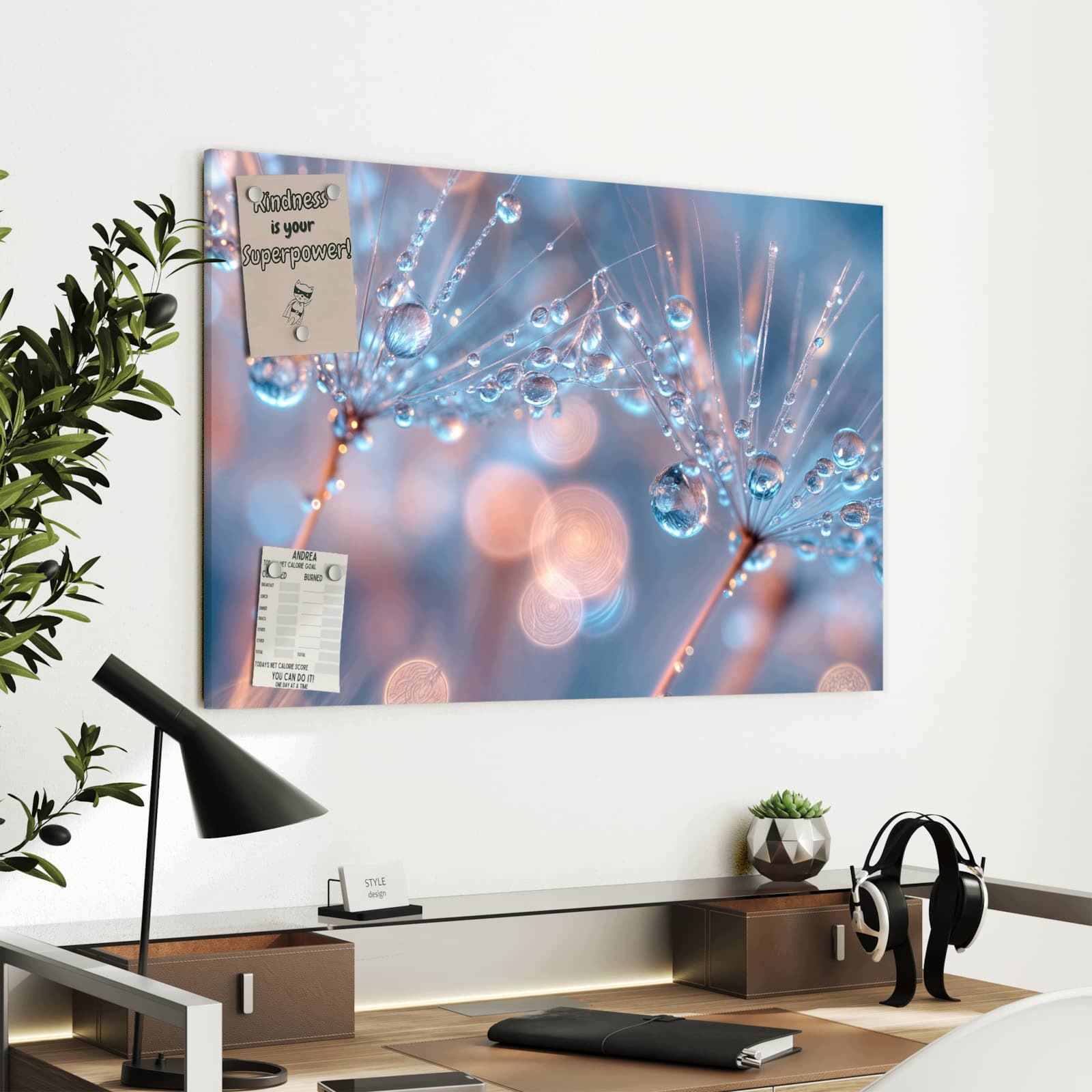 Magnetická tabule Kapky vody Umění 90 × 60 cm
