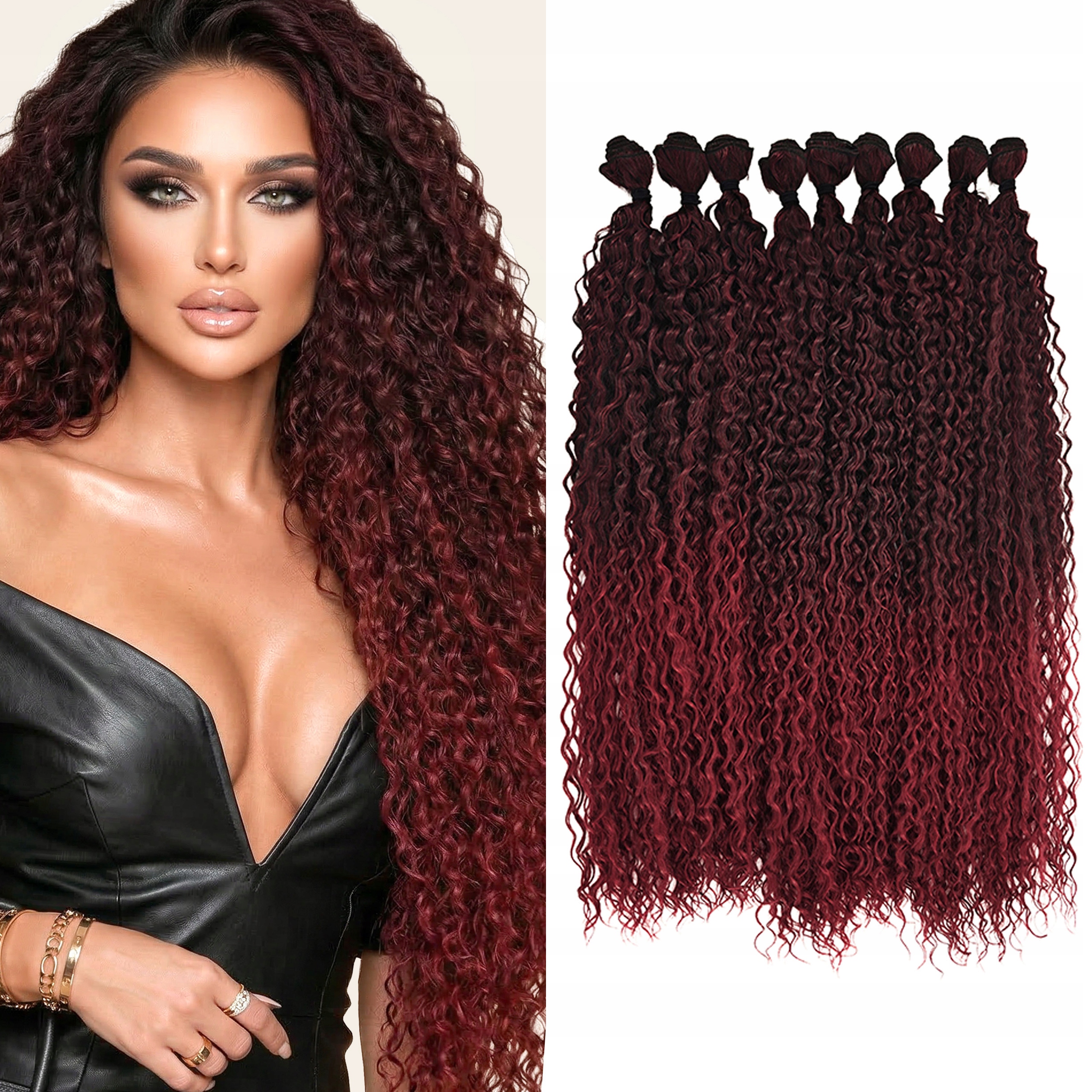 Afro syntetické vlasy na pásku Beyonce Ombre 9-Pak 60 cm 320 g #T1B/BUG