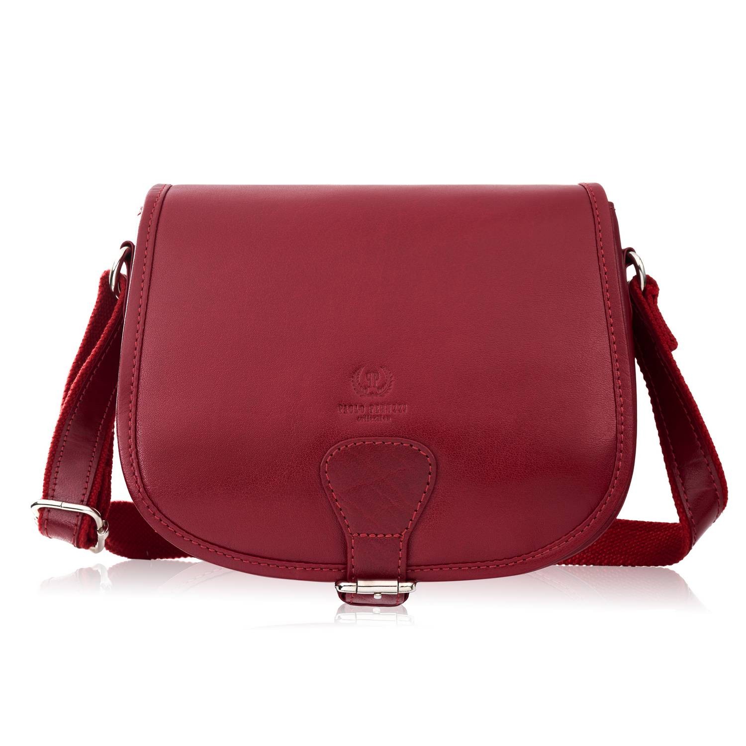 Torebka damska skórzana listonoszka ze skóry licowej czerwona Paolo Peruzzi