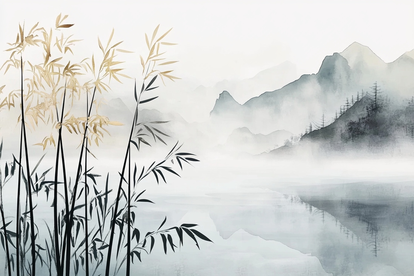 Fototapeta Flizelina Asie Čína Japonsko Bambus Jezero Hory 416x290 130g
