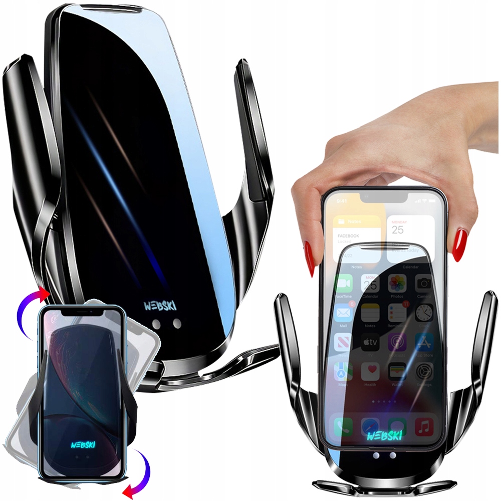 Samochodowy Uchwyt automatyczny Sensor z ładowarką Indukcyjną Bezprzewodową