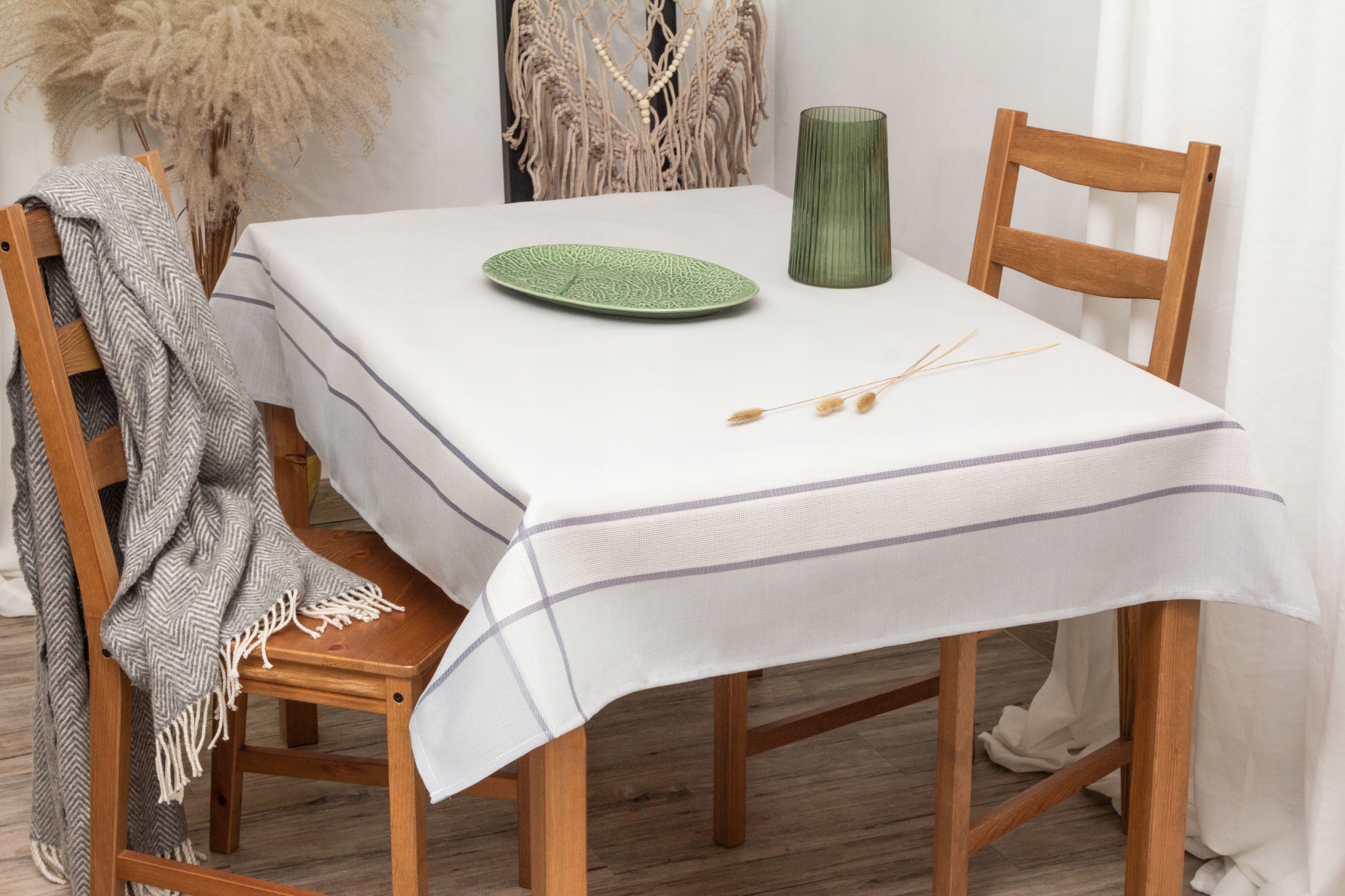 OBRUS LEN NATURALNY STYL BOHO RETRO 130X180 KOLORY Wzór dominujący gładki kratka paski wzory geometryczne inny wzór