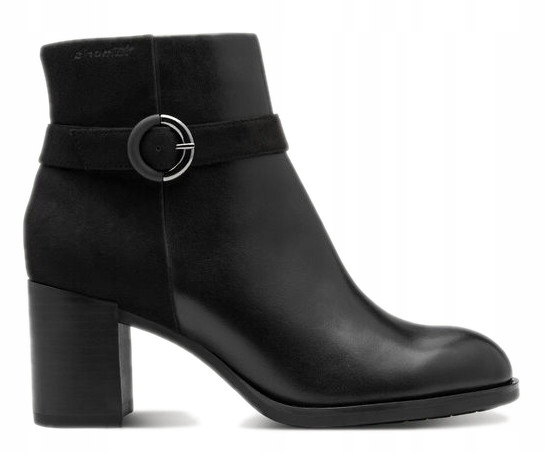 Kotníkové Boty Na Podpatku Černé Elegantní Z Kožené Zateplené Kůže Tamaris 38