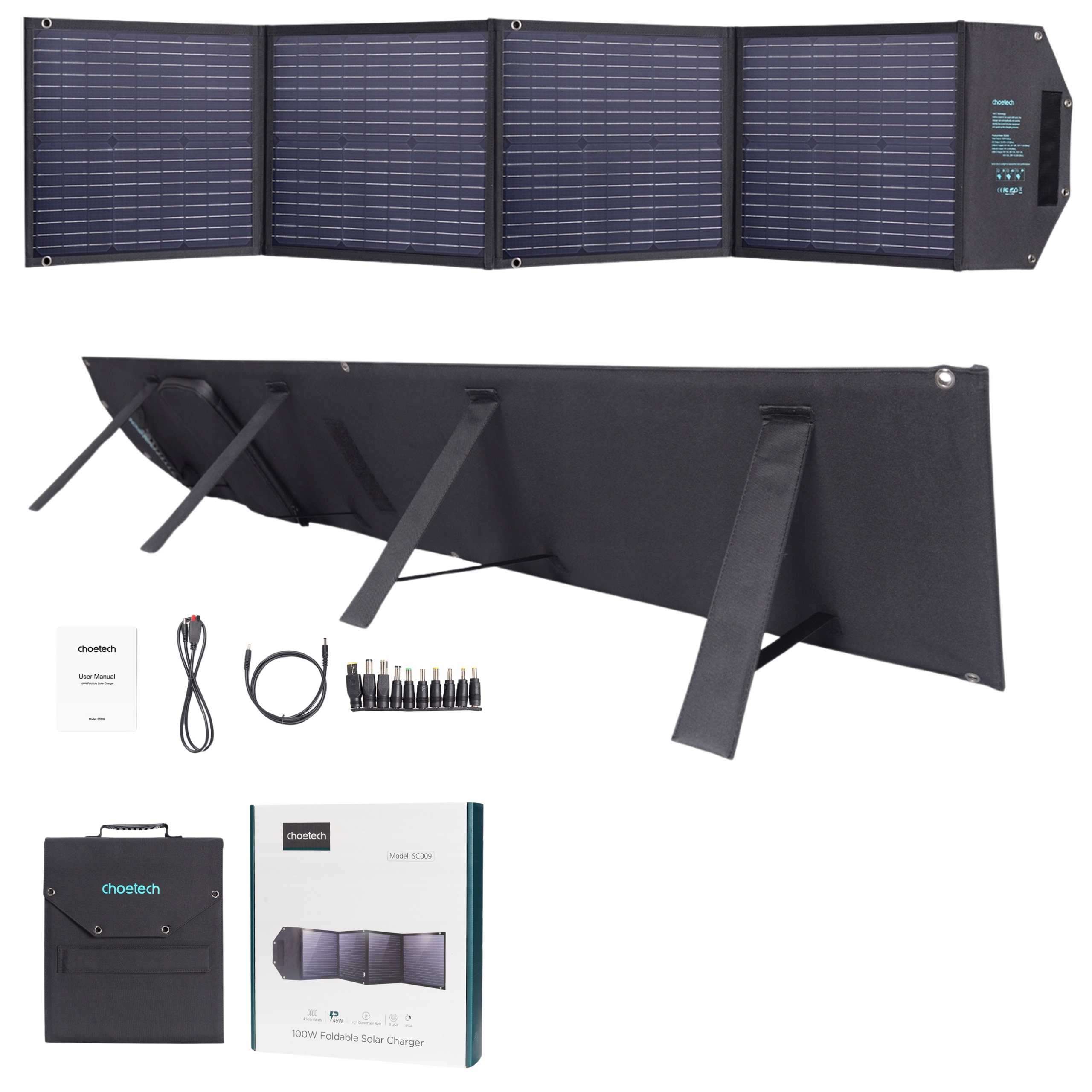 Choetech Solární Nabíječka Velká Skládací Solární Panel 100W Powerbanka