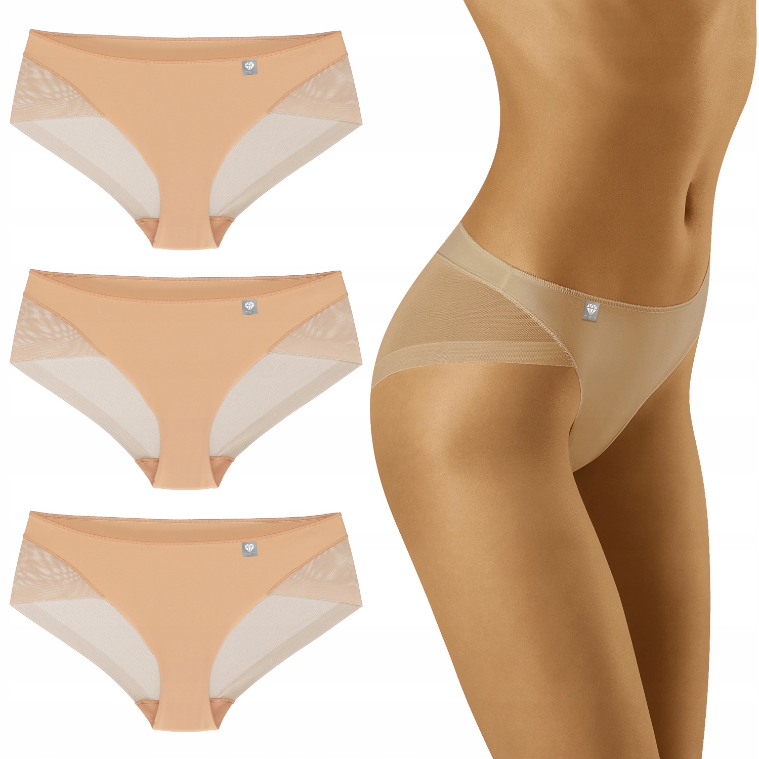 Wolbar Diamond 3517 3-pack Dámské kalhotky Kalhotky béžové L