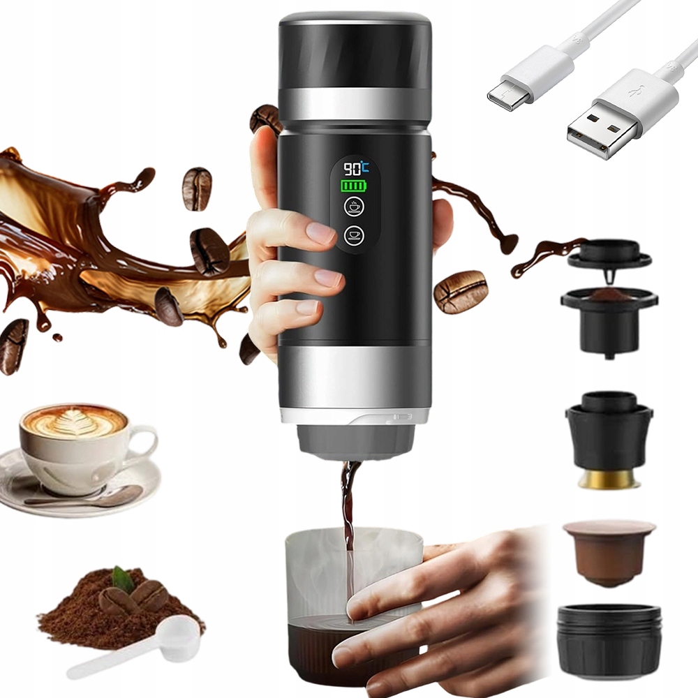 Přenosný Kávovar Do Auta 80 ML, Akumulátor 7500 Mah