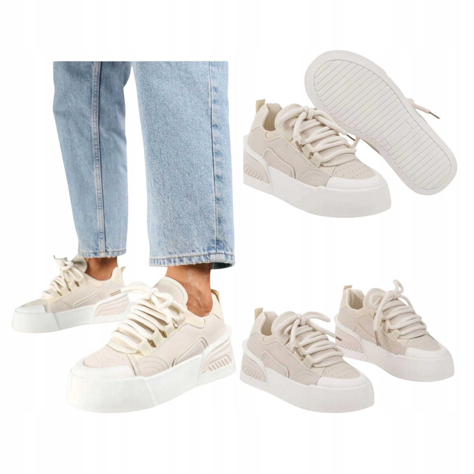 Dámské kožené letní tenisky Adidas na platformě, béžové, velikost 37