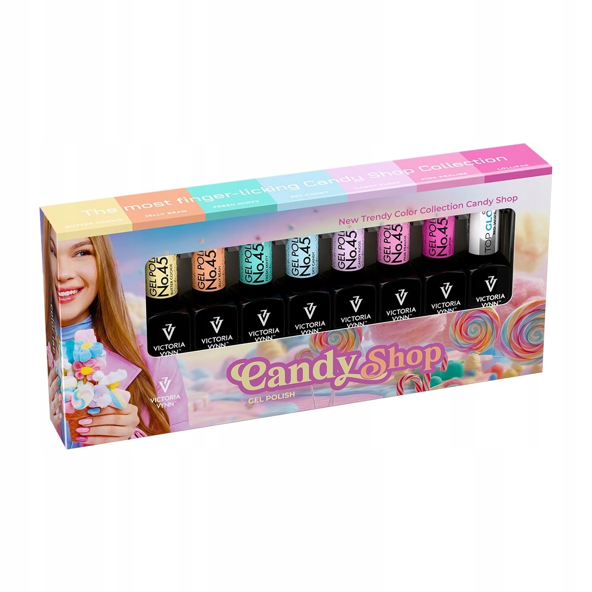 CANDY SHOP 452-458 + OH! My Gloss Top zestaw