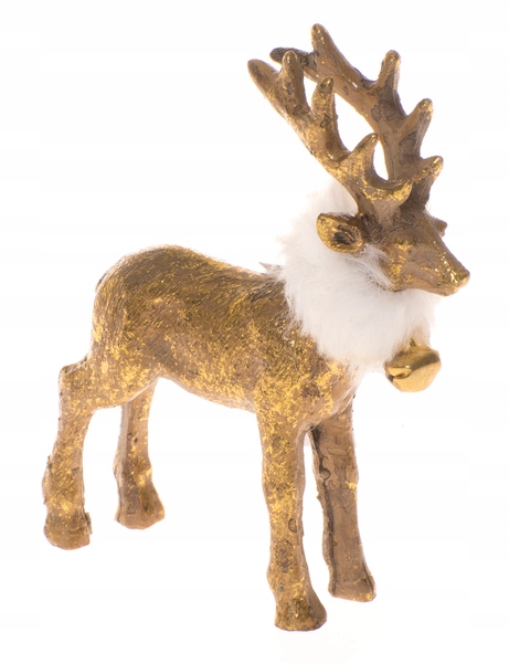 

Figurka renifer złoty z białym futrem 12cm