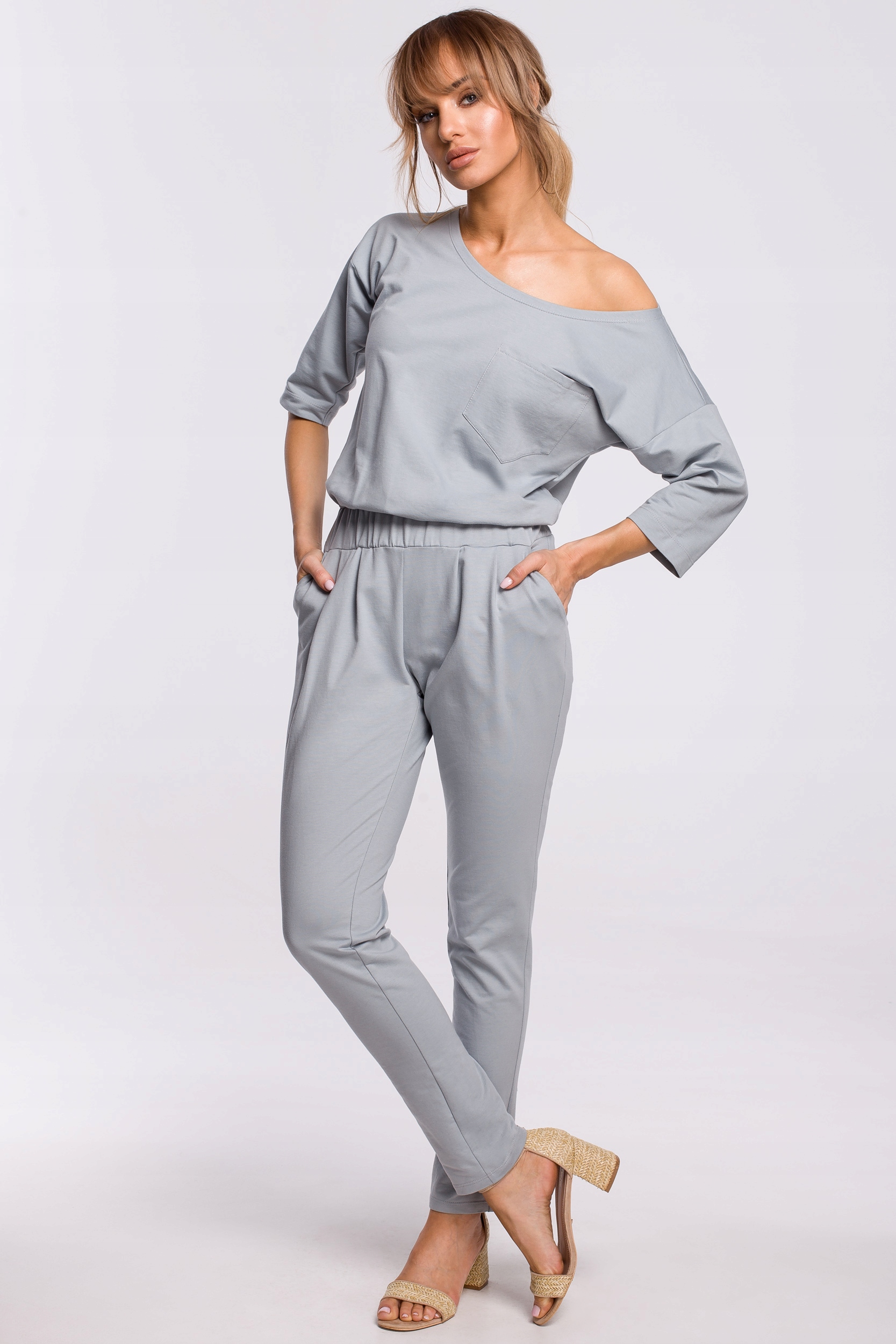 KOMBINEZON NA CO DZIEŃ CASUAL DAMSKI KOBIECY DŁUGIE NOGAWKI GOŁĘBI 42 XL Marka MOE