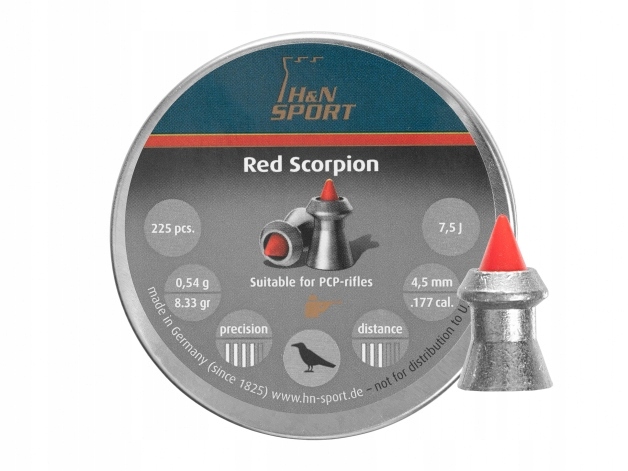 B Śrut wiatrówkowy diabolo H&n Red Scorpion 4,5 mm 225 szt.