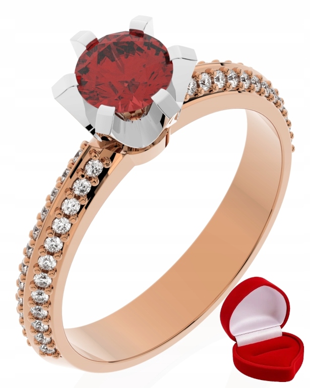 Zlatý Prstýnek 585 14k Rubín 0,50 ct Růžové Zlato R12