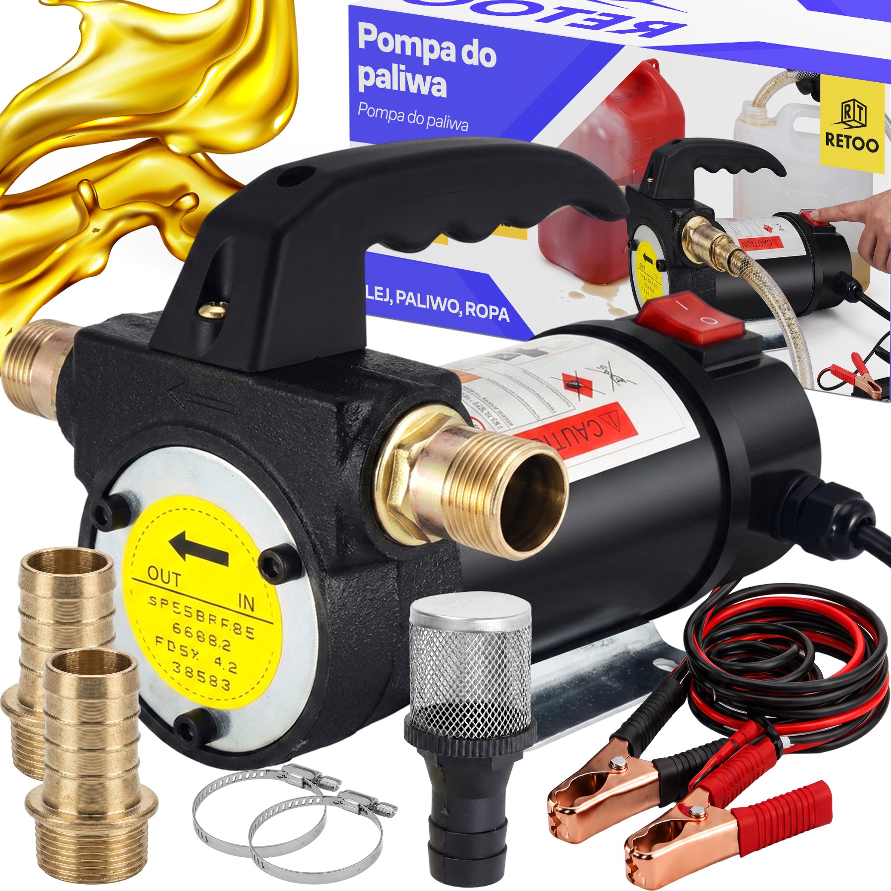 Pompa Do Spuszczania Paliwa Ropy Olej Ssąca Pompka 260W Elektryczna 45L/MIN