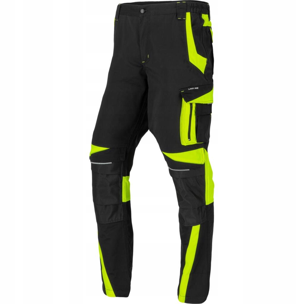 Spodnie robocze do pasa czarne żółte wstawki 270g/m2 trwałe L Lahti Pro
