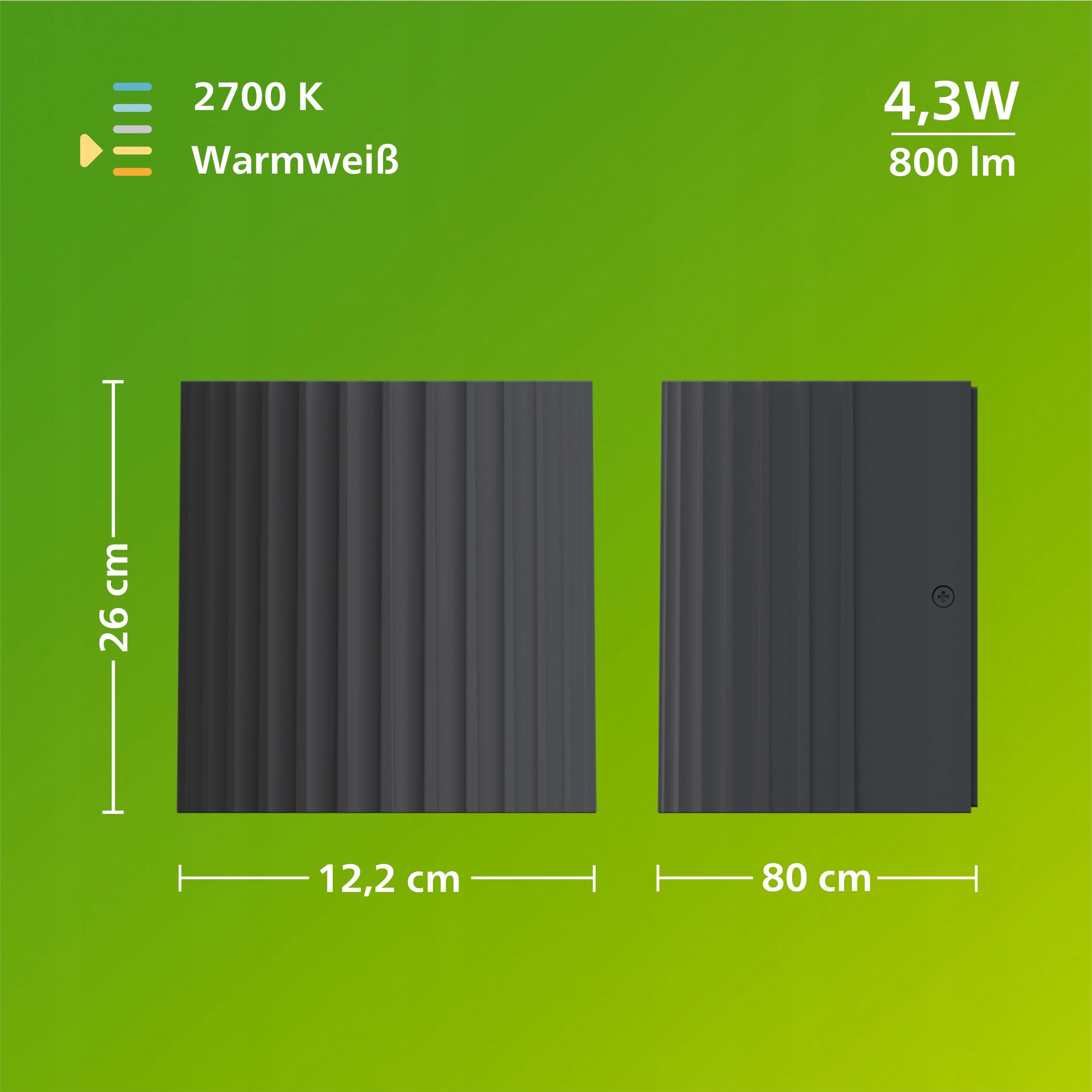 PHILIPS Lampa Zewnętrzna LED 800lm 2700K IP44 Aluminiowa Anthrazitgrau — miniatura 9