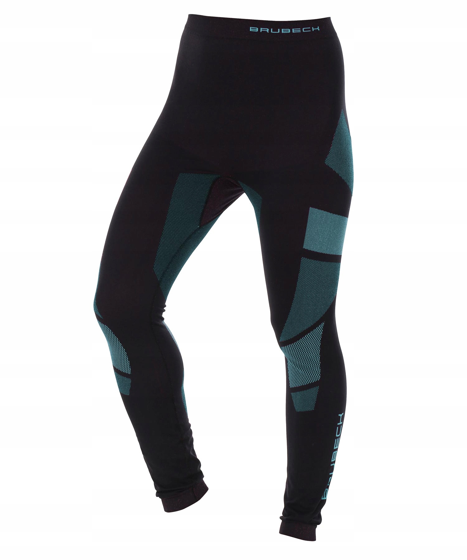 Termoaktywne damskie legginsy z długą nogawką Dry Brubeck czarny/turkus XL