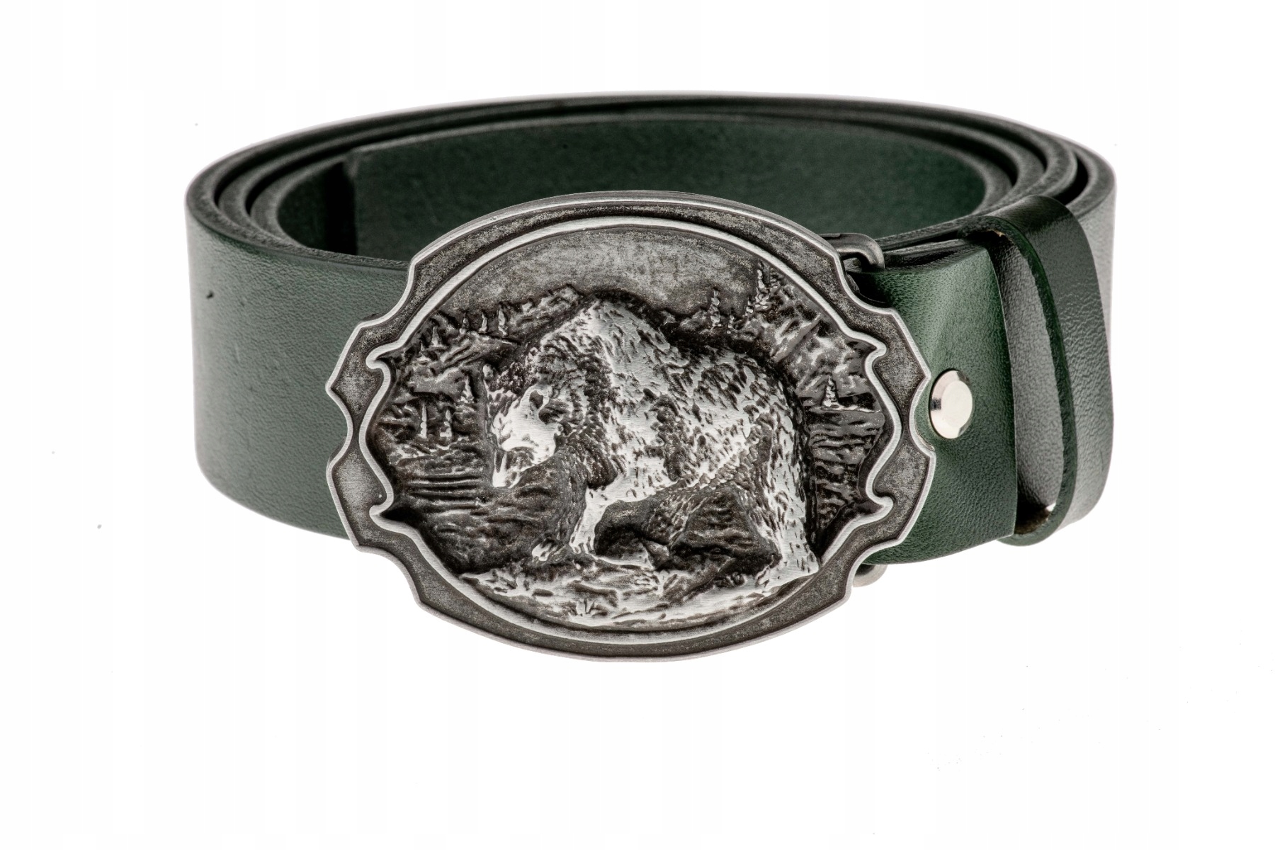 Kožený opasek Bór Hunter Forest Bear Silver-95