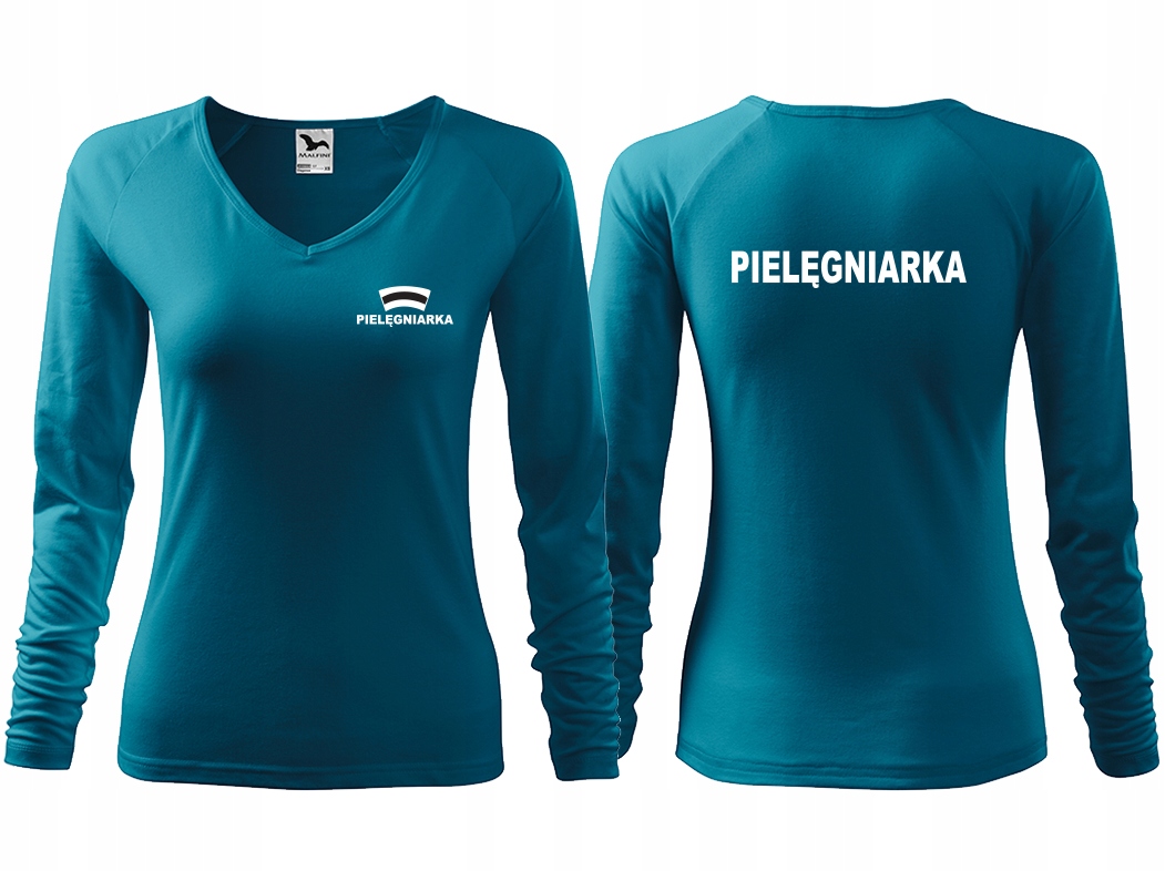 PIELĘGNIARKA koszulka CZEPEK Z NADRUKIEM długi XXL