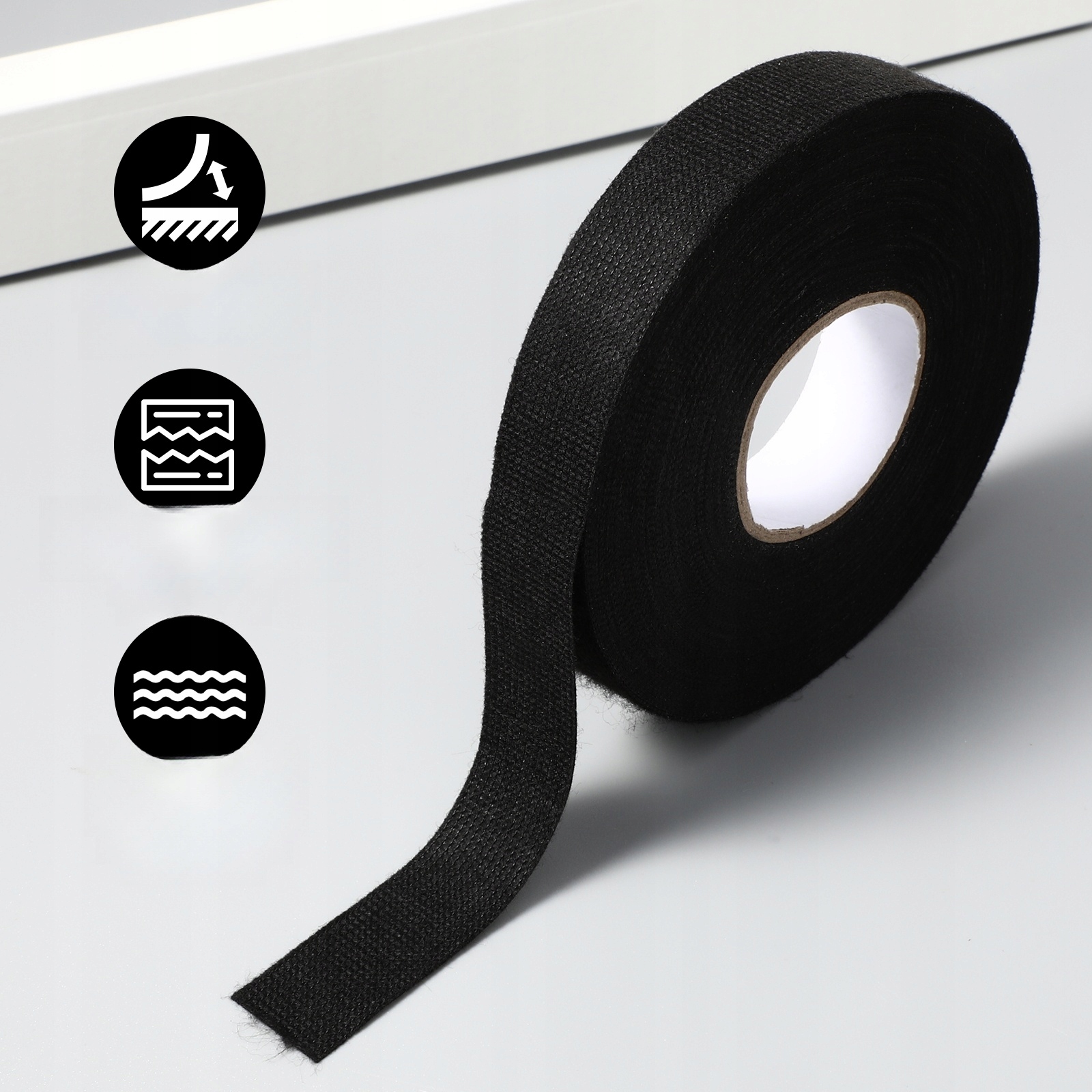 TAŚMA SAMOCHODOWA CZARNA WIĄZKA PRZEWODÓW SAMOCHODOWYCH 5 ROLKÓW Szerokość produktu 1.9 cm