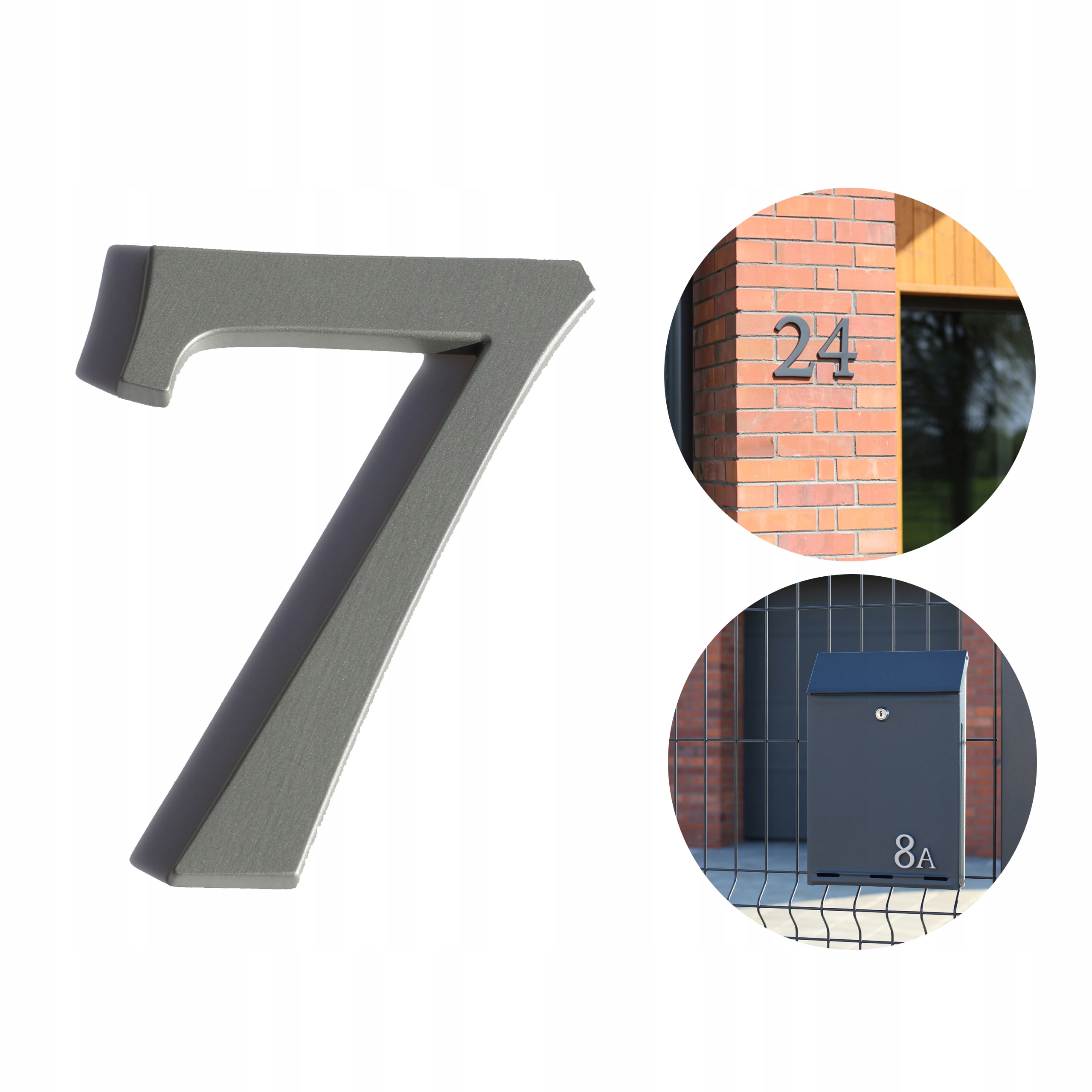 numer domu. numer na dom. cyfry na dom. tablica na dom. 3D premium srebro 7