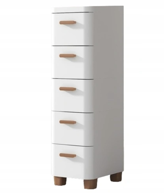 BIAŁA SZAFKA Z 5 SZUFLADAMI ŁAZIENKOWA WYSOKA WĄSKA 39CM REGAŁ SŁUPEK DOSMO Marka bez marki
