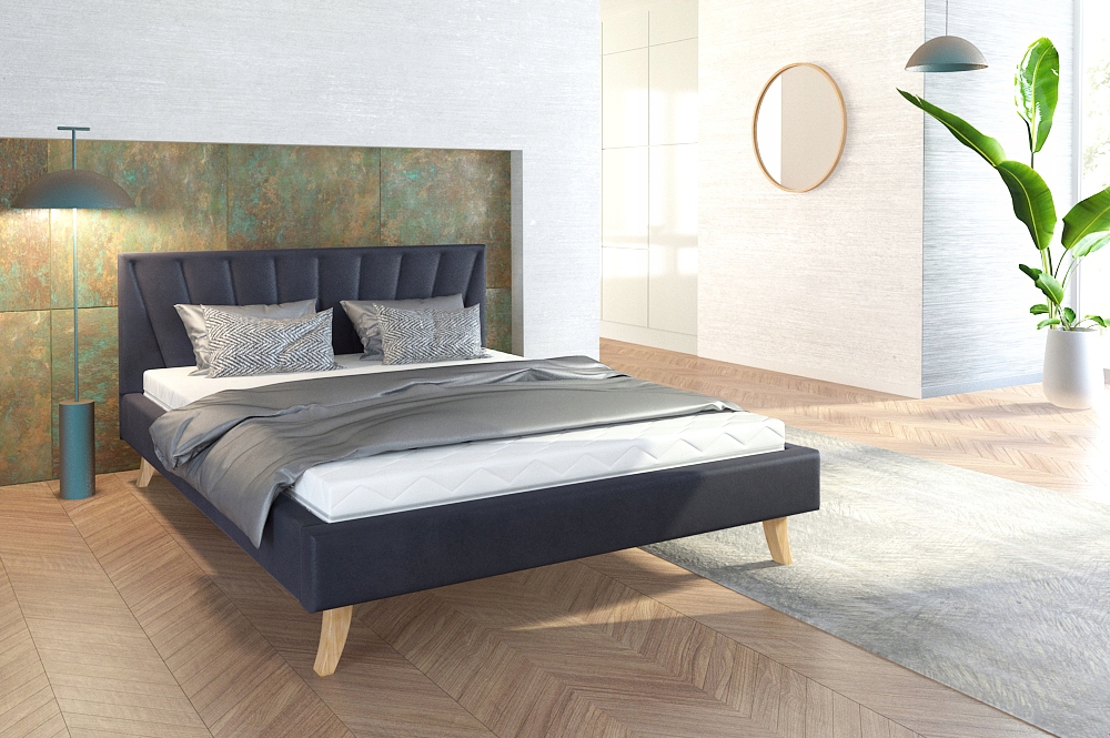 Najlepsze Łóżko 160x200 tapicerowane materac stelaż Malmo