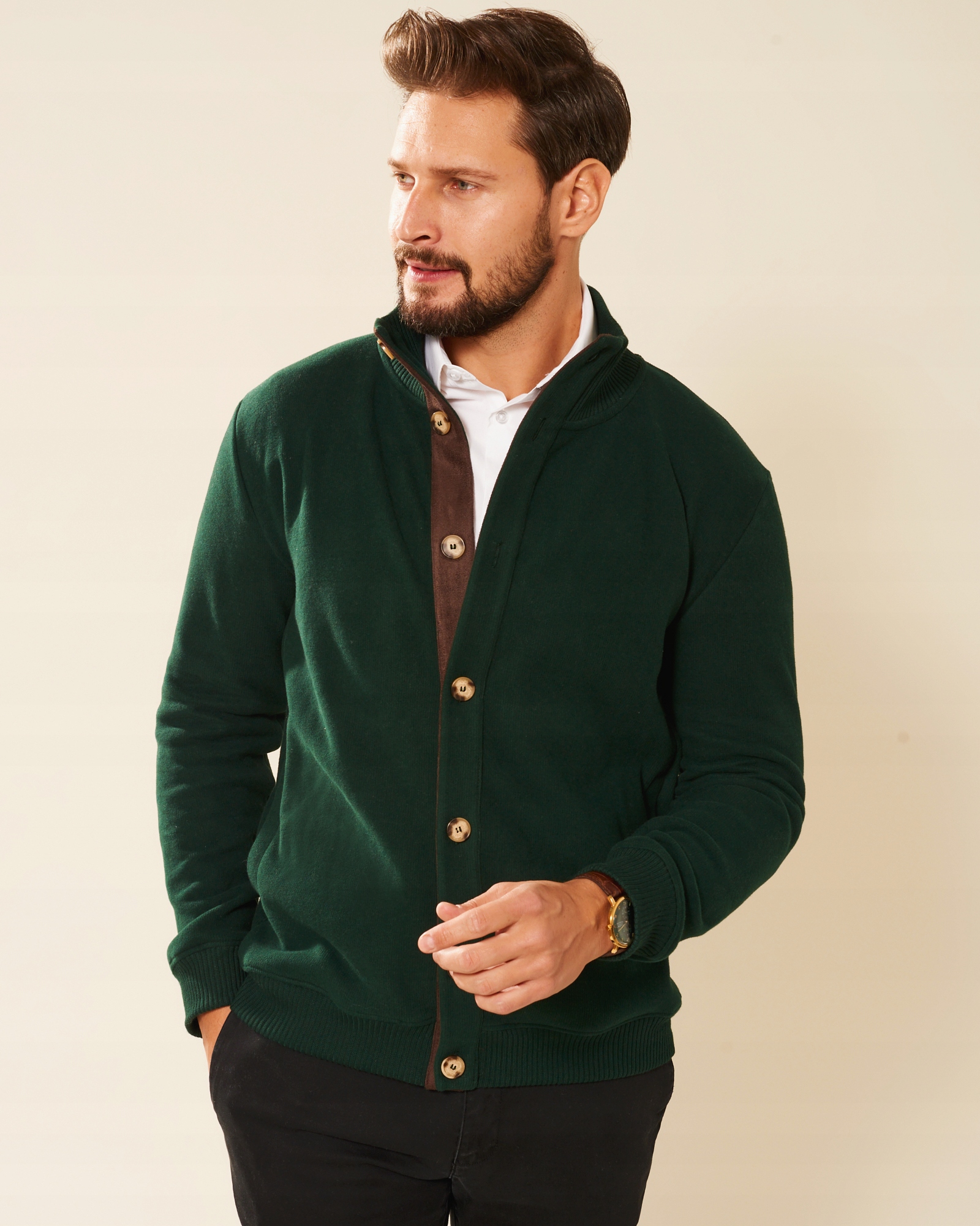 

Sweter męski Deville Zieleń butelkowa XL