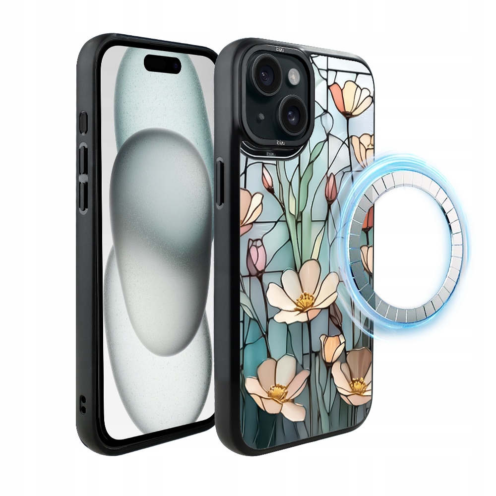 Pouzdro pro iPhone 15 Plus Ibizu DropGuard Matt s MagSafe, Šepot květin