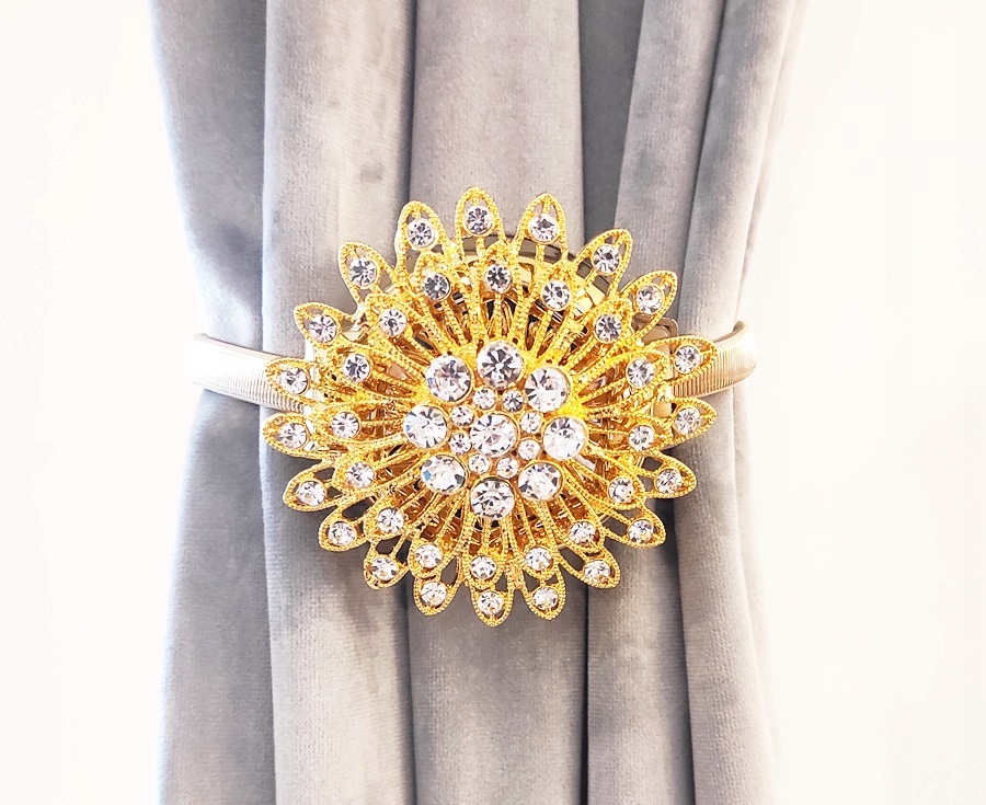 

Złota Klamra Spinka Firan Zasłon Magnes Paproć