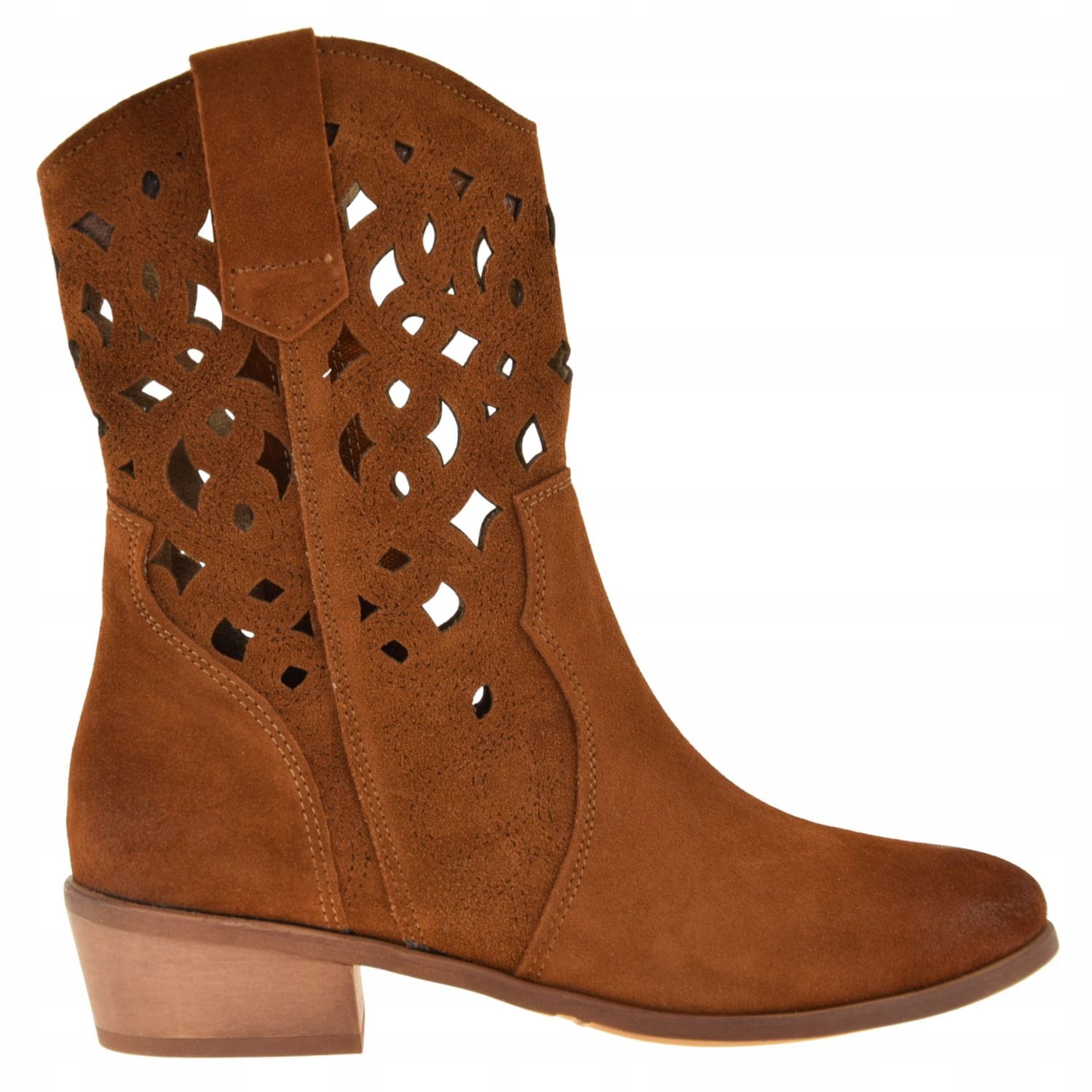 Elegantní kotníkové boty kovbojské boty Veronna 1906 z přírodní nubukové kůže R37