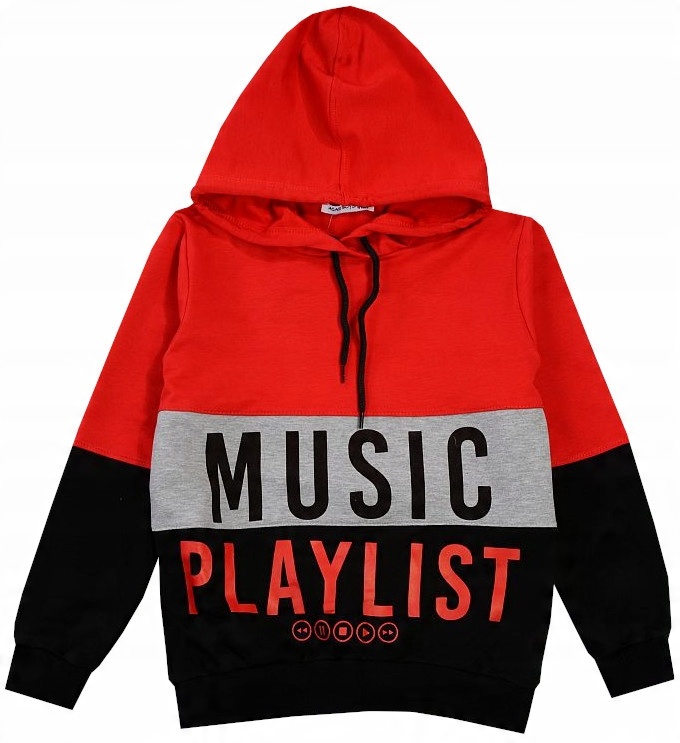 

Bluza Kangurka Kaptur music Czerwony 152 J76H